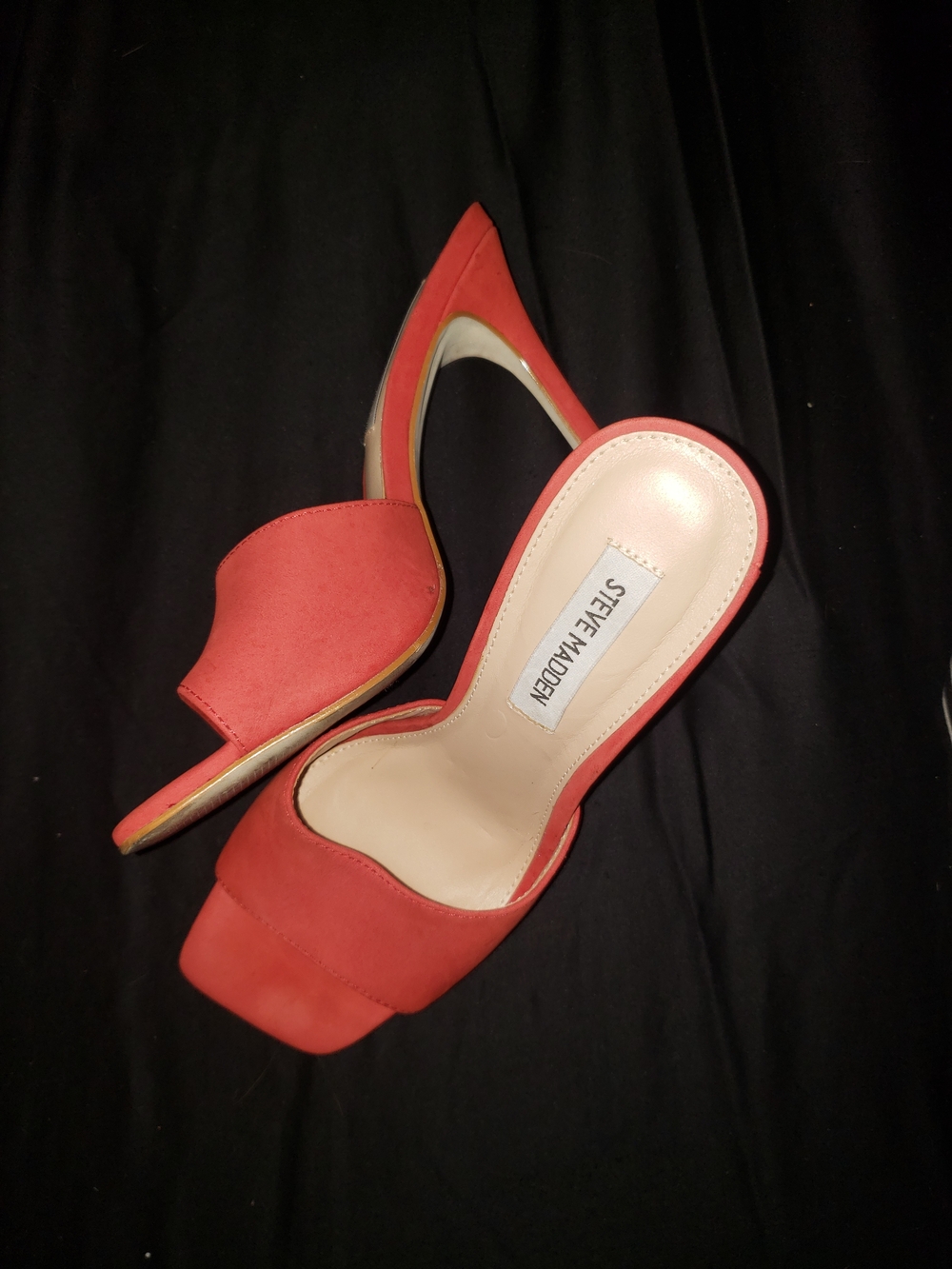 Steve Madden Signal Red Nubuck Square Toe Slide Heeled Sandals Size 7M